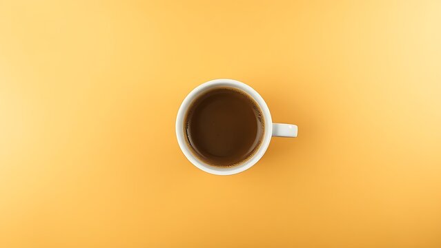 topdown. Minimalist coffee cup on a sleek gold-black surface, embodying simplicity and modern design. bar promotions, beverage menus, designed for product packaging and bar promotions.