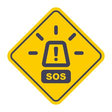 Siren and SOS sign. Flat illustration.