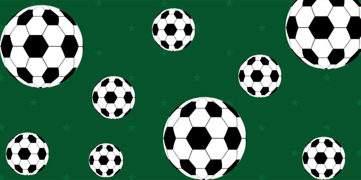 Soccer Ball Seamless Pattern. Soccer balls over green field. Seamless background. Vector illustration - Powered by Adobe