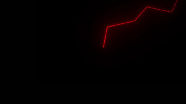 Abstract Neon Red Jagged Line Graph on Black Background Ascending bright chart