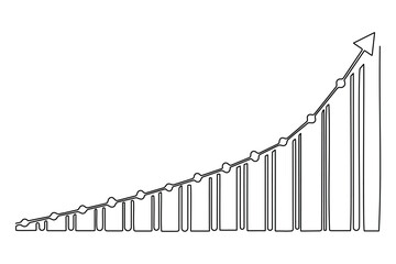 Business growth bar chart one line minimalist clean outline artwork