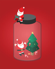Santa Miniature Christmas Jar Scene banner for Christmas day 