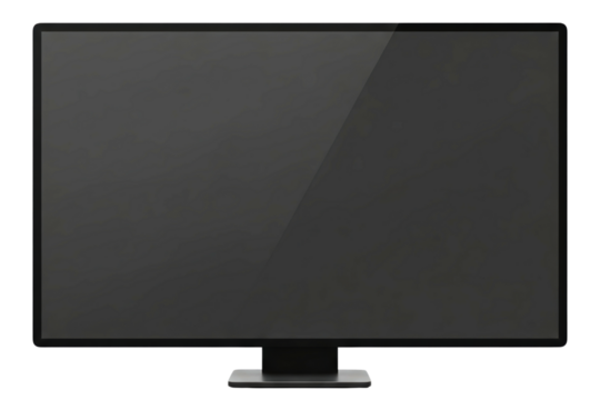 Generic flat screen computer monitor with blank screen isolated on a transparent background