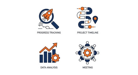 Fototapeta premium Vector illustration of project management icons set isolated on for business concept