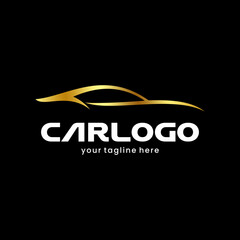 Gold Autocar Icon on Black Background, Luxury Car Symbol, Elegant Automotive Logo