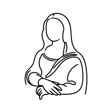 Minimalist mona lisa single line drawing art