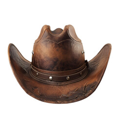 A brown cowboy hat isolated on white and transparent background
