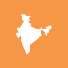 india map silhouette in orange background. flat vector outline of India for geography, travel, and educational themes. simple india map in EPS format.