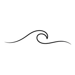 Simple hand drawn black wave line art on white background