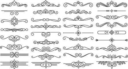 Obraz premium Elegant ornamental dividers and borders collection for decorative design elements