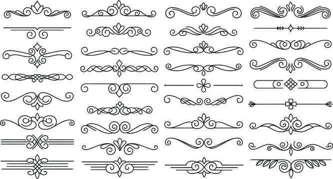 Elegant ornamental dividers and borders collection for decorative design elements
