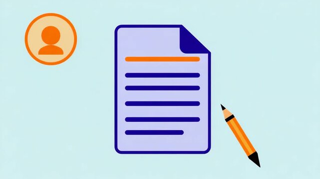 Document Sheet with Pencil Icon and Profile Symbol for Writing or Form Fill