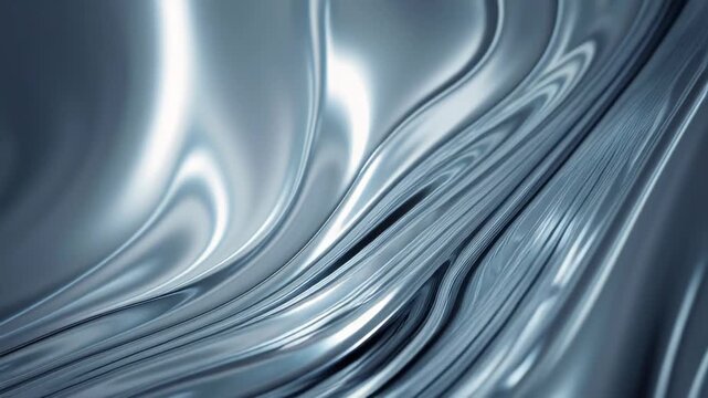 Abstract metallic silver waves with smooth flowing texture