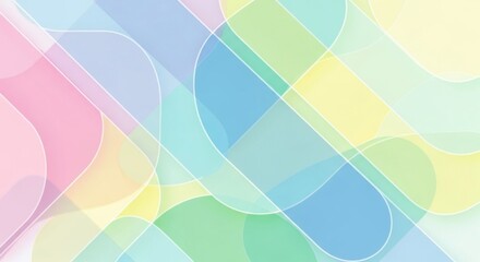 Abstract colorful geometric shapes overlapping in a soft pastel palette for modern design