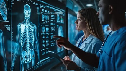 Medical Team Analyzing Human Anatomy with Advanced Digital Imaging Technology for Diagnostics and Research - Powered by Adobe