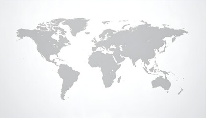 Naklejka premium Gray silhouette map of Earth on a white background, showing continents and oceans