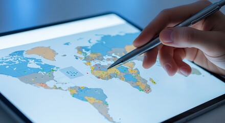 Digital Tax Compliance Overview On Tablet With Global Status Map Blocks