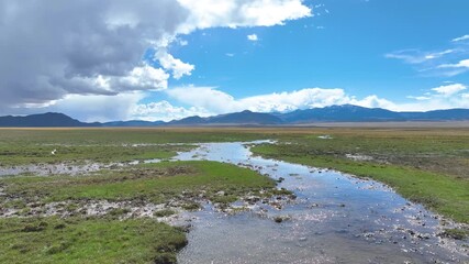 Aerial River Spring Lakes Ecological Reserve Wetlands and Mountains Fly Through