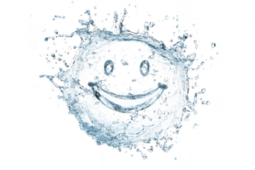 A joyful splash of water forms a smiling face. the playful interaction between liquid and air. perfect for conveying happiness and freshness in various media