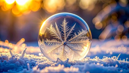 macro closeup frozen soap bubble microfractures icy veins crystalline pattern delicate radial structure winter light transparent frost texture micro detail fragile frozen surface shimmering cold beaut