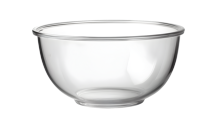 Empty clear glass mixing bowl in studio lighting
