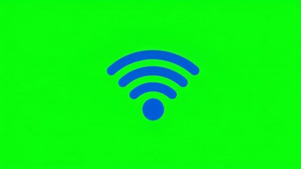 Blue Wi-Fi Signal Icon on Vibrant Green Background - Powered by Adobe