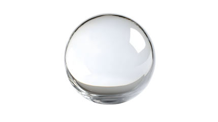 Clear crystal ball reflecting light creating a minimalist aesthetic
