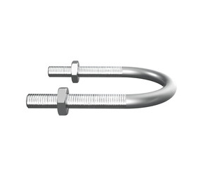Pro High-Resolution 3D Illustration: Secure Galvanized Steel U-Bolt Pipe Clamp, Crucial Structural Mounting Component. Essential Industrial Equipment and Fastening Hardware Asset for Technical Design.