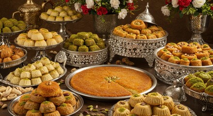 Assortment of Traditional Middle Eastern Sweets and Desserts