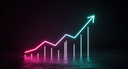 Neon line graph growth illustration