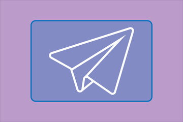 This image features a paper plane icon symbolizing sending or messaging,The icon depicts a stylized paper airplane or origami plane.