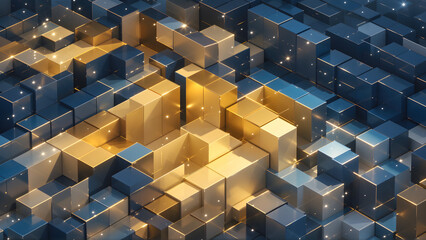 Abstrakcyjna struktura geometryczna z podświetlonych sześcianów 3D