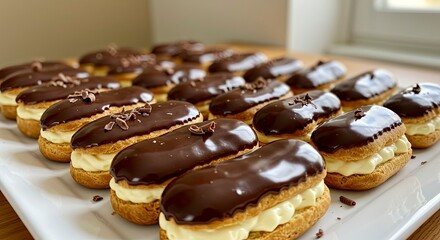 Delicious Chocolate Eclairs with Cream Filling