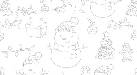 Winter Wonderland - A Festive Christmas Line Art Pattern.