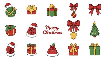 Festive Christmas spirit evokes joy with colorful gift boxes and holiday decorations perfect for seasonal greetings and designs with a touch of whimsy