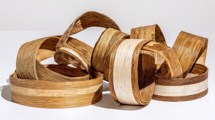Wooden strips, curved, layered