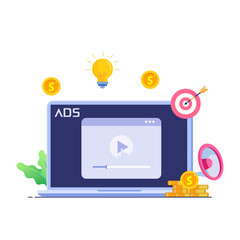 concept of Pay per click, PPC, paid advertising campaign displays ads on websites that generate revenue for publishers, Advertising or advertising, Promoting a brand to an audience, internet.