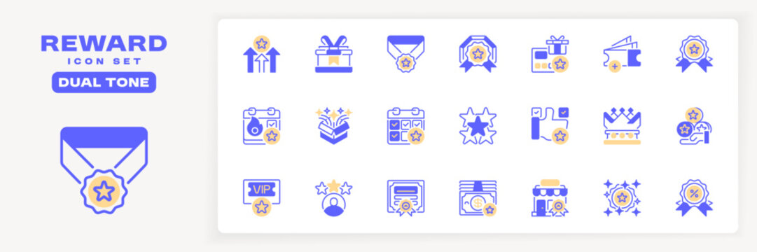 Reward Icon Set Line Icons, Outline Symbols for Achievement Recognition, Customer Loyalty, Incentive Programs, Performance Appreciation, and Goal Milestones. Vector Sign Collection.