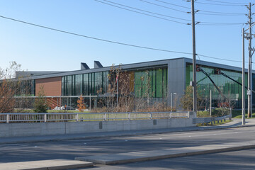 Fototapeta premium wide view of York Recreation Centre located at 115 Black Creek Dr (at Eglinton Av W), Toronto