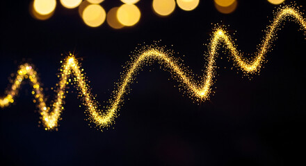 Sparkling golden trail of light illuminates, perfect for holiday designs, magical effects, and festive celebrations bringing radiant joy and luminous wonder.