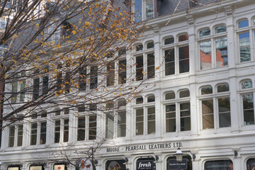 Fototapeta premium facade and signs on the exterior of Dixon Block/Griffiths Building/Block located at 45, 47, 49 Front St E, Toronto