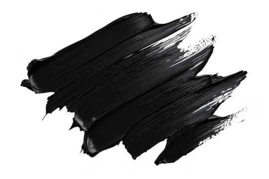 A bold and textured stroke of black paint on a clean white background. artistic expression and creativity. ideal for backgrounds or design projects