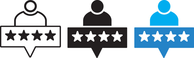 Customer experience icon in Line Art Style, outline and filled vector symbol, Star rating system for customer experience, Emojis flat style design,
