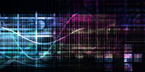 Circuit Board Abstract With Glowing Neon Lines
