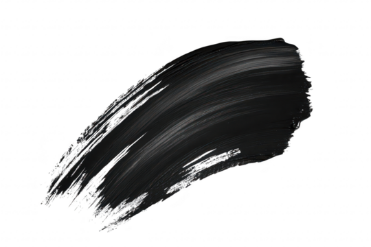 A dynamic black paint stroke on a white background. artistic expression and creativity. perfect for use in design projects or as a background element