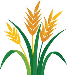 Rice Stalk Vector Illustration Colorful Botanical Graphic for Creative Projects