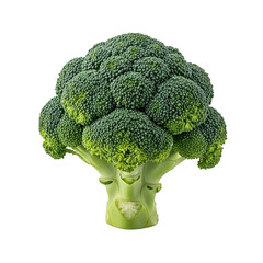 Fresh green broccoli head, a healthy vegetable, isolated on transparent background