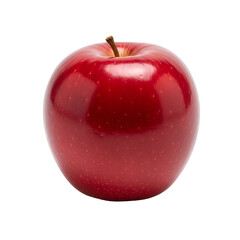 A single vibrant red apple with a stem, fresh and healthy, isolated on transparent background