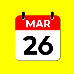 March 26 Calendar Icon for Schedule and Deadline Tracking