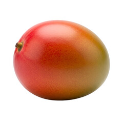 Whole fresh ripe mango fruit with vibrant red and green skin, isolated on transparent background